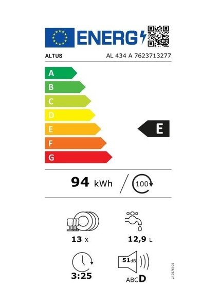 Altus AL 434 P 4 Programlı Bulaşık Makinesi