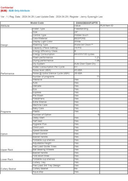 Samsung DW60DB890FAPTR B Enerji Sınıfı Bespoke 11 Programlı Bulaşık Makinesi