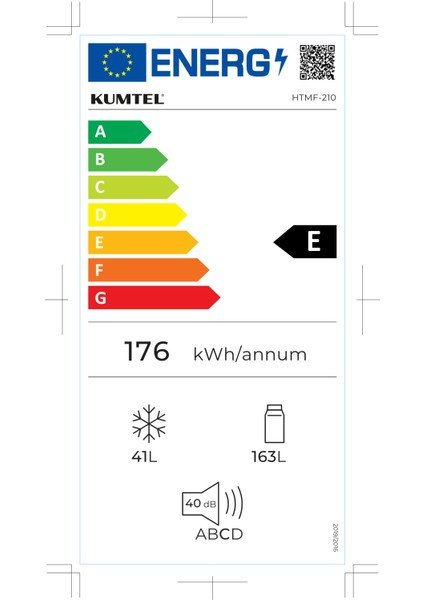 Kumtel Çift Kapılı Buzdolabı 204L HTMF-210