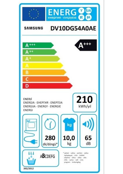Samsung DV10DG54A0AEAH 10 Kg Çamaşır Kurutma Makinesi